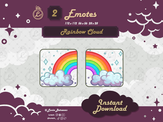 Rainbow and Cloud Emote Pair Set 