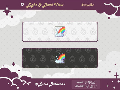Left Side Rainbow and Cloud Emote shown over light and dark background