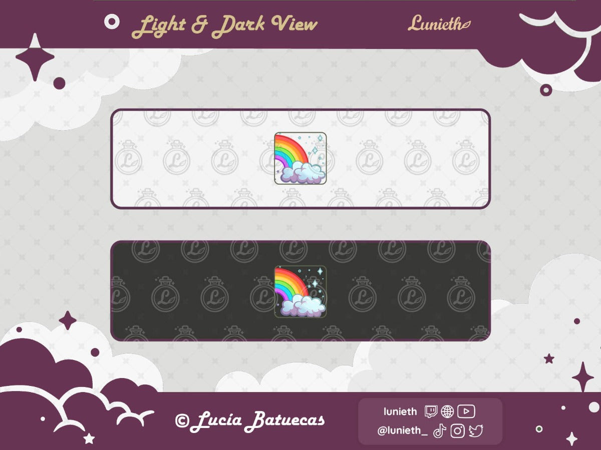 Right Side Rainbow and Cloud Emote shown over light and dark background