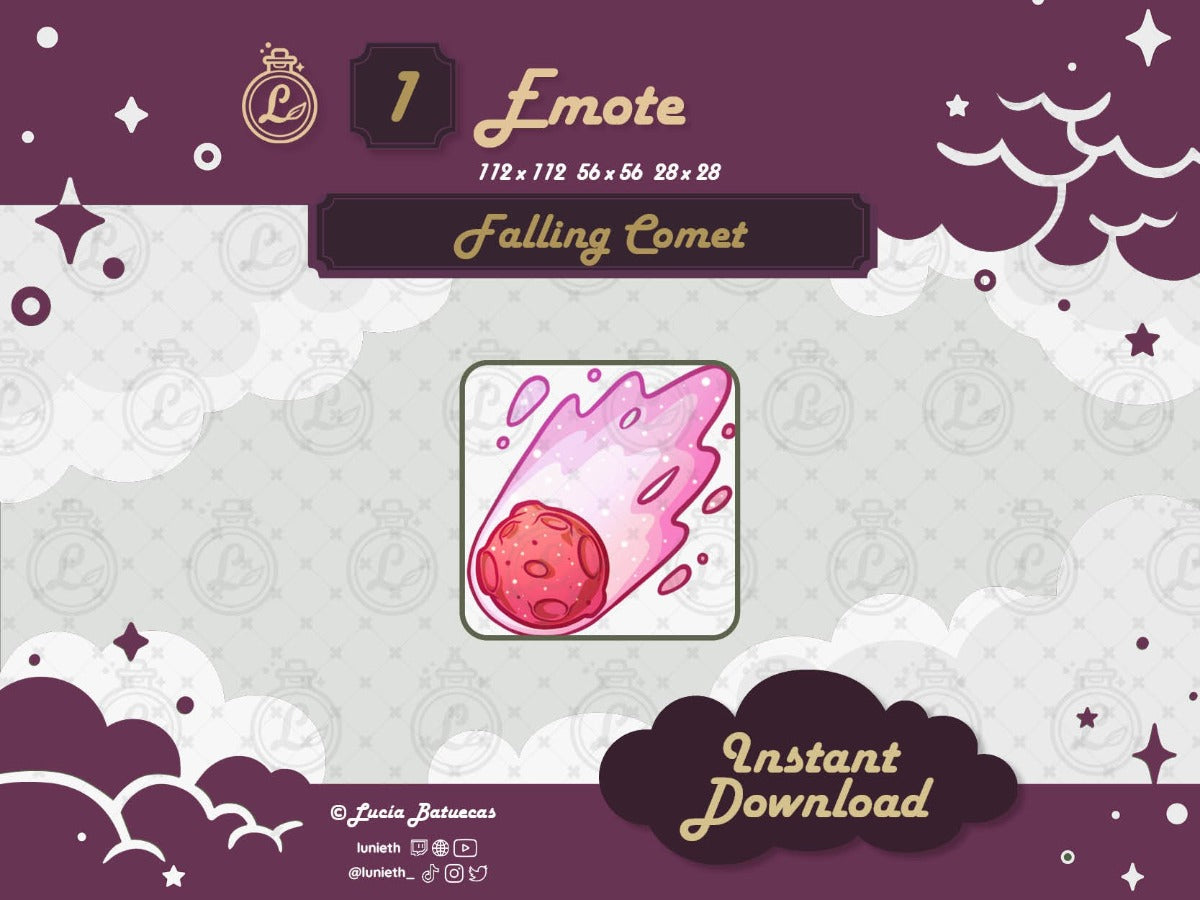 Pink Red Falling Comet Emote design.