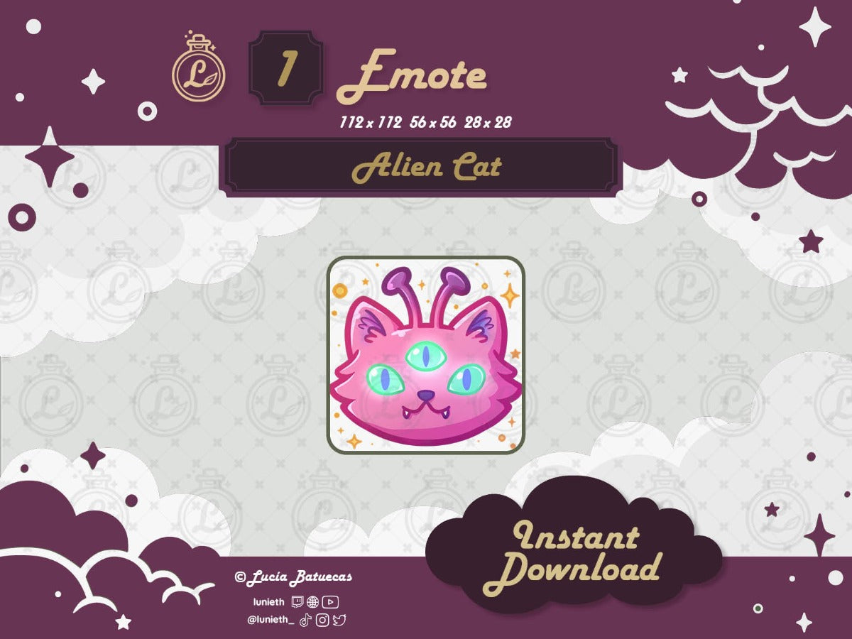 Pink Alien Cat Emote design.