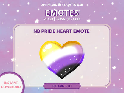 Non-Binary Pride Flag Heart Emote & Channel Points Icon [Digital Product]