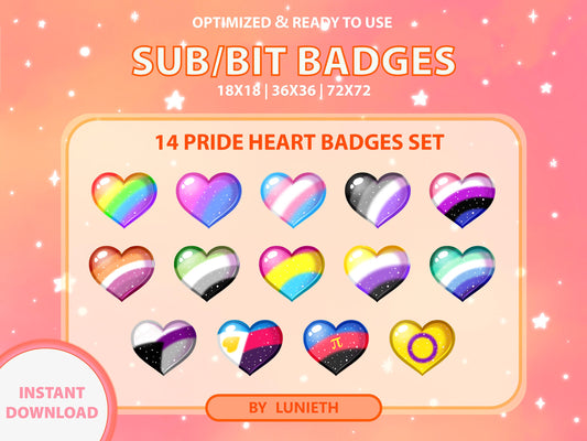 14 Pride Flag Heart Sub & Bit Badge Set [Digital Product]