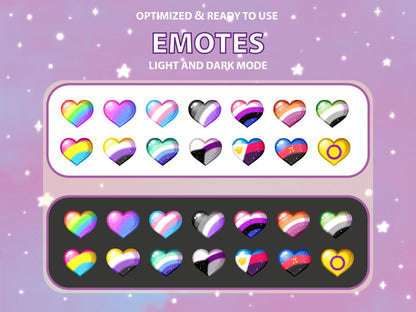 14 Pride Flag Heart Emote & Channel Points Icon Set [Digital Product]