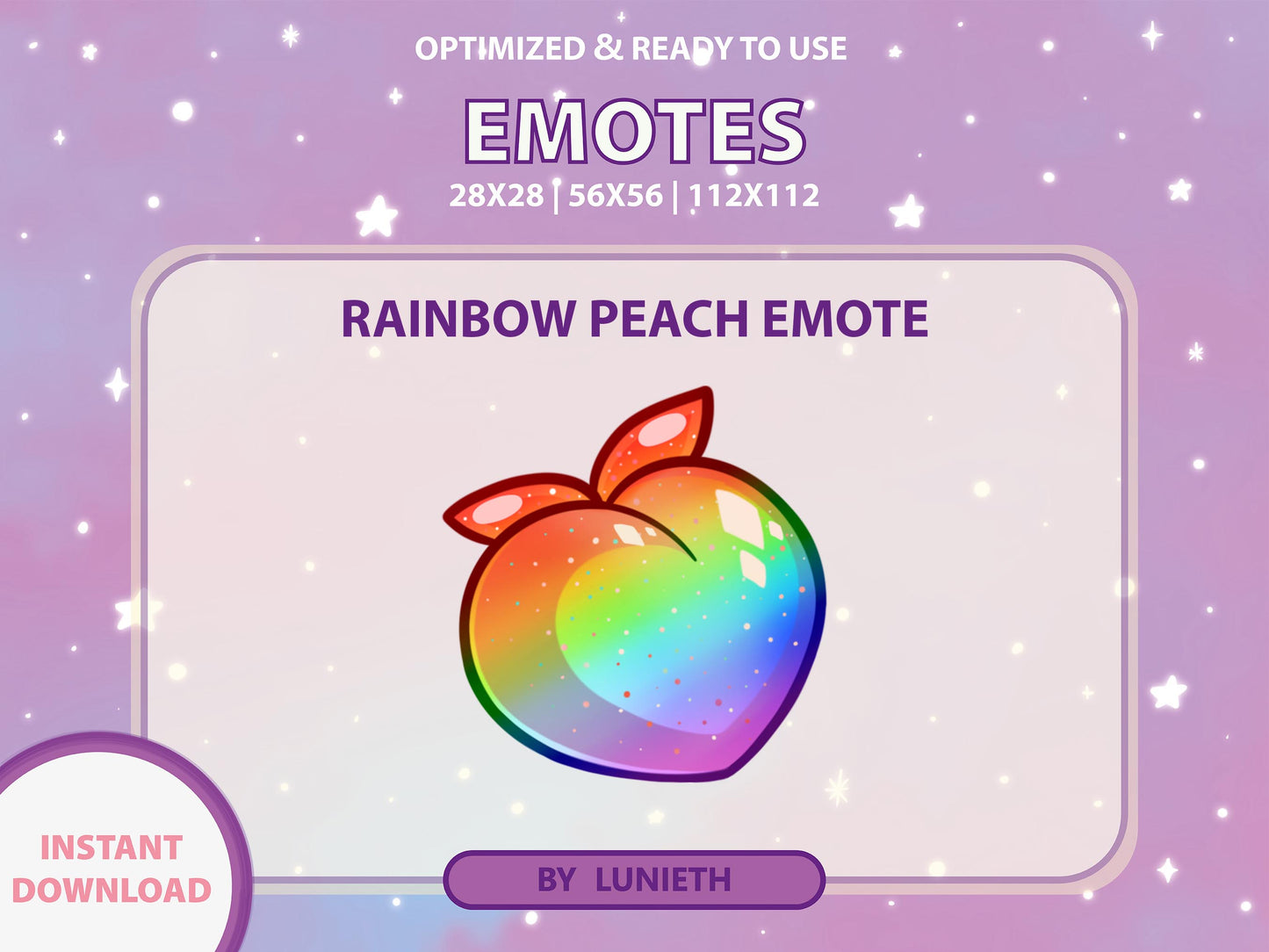 Rainbow Peach Emote & Channel Points Icon [Digital Product]